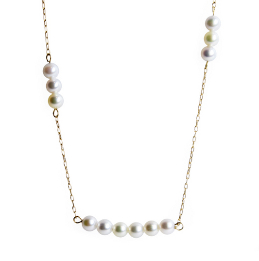 Collier de perles Akoya 4mm x 12pcs avec votre pierre d'anniversaire, 14KG Rempli