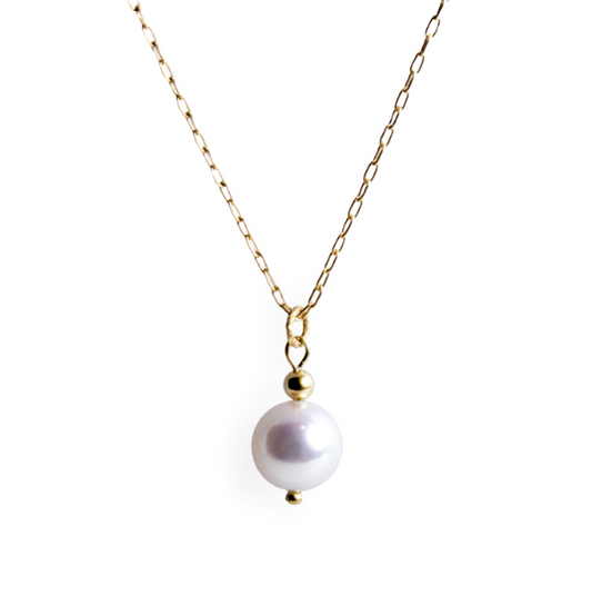 Akoya pearl 8mm necklace with your birthday stone, 14KG Filled