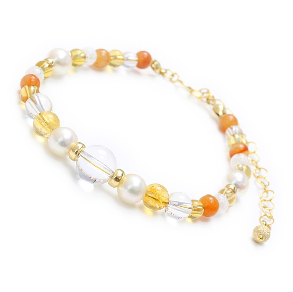 Akoya pearl & Citrine & Sardonyx bracelet, 14KG Filled