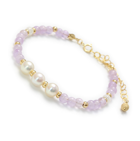 Akoya pearl & Lavender Amethyst bracelet, 14GK Filled