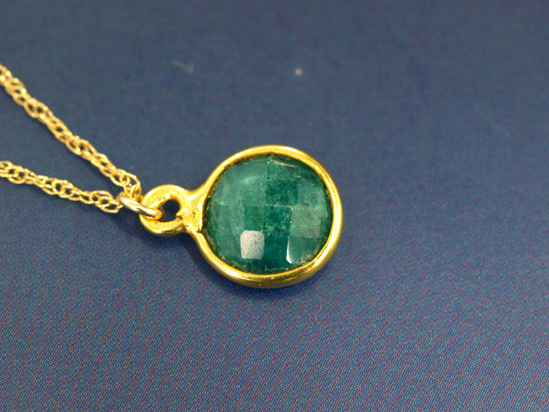 Emerald necklace, K22/K14 Gold Filled