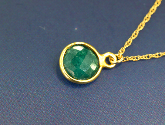 Emerald necklace, K22/K14 Gold Filled