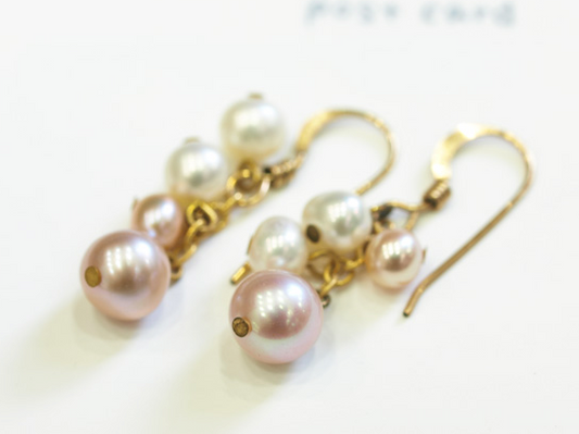 Fresh Water Pearl earrings, 14KG Filled