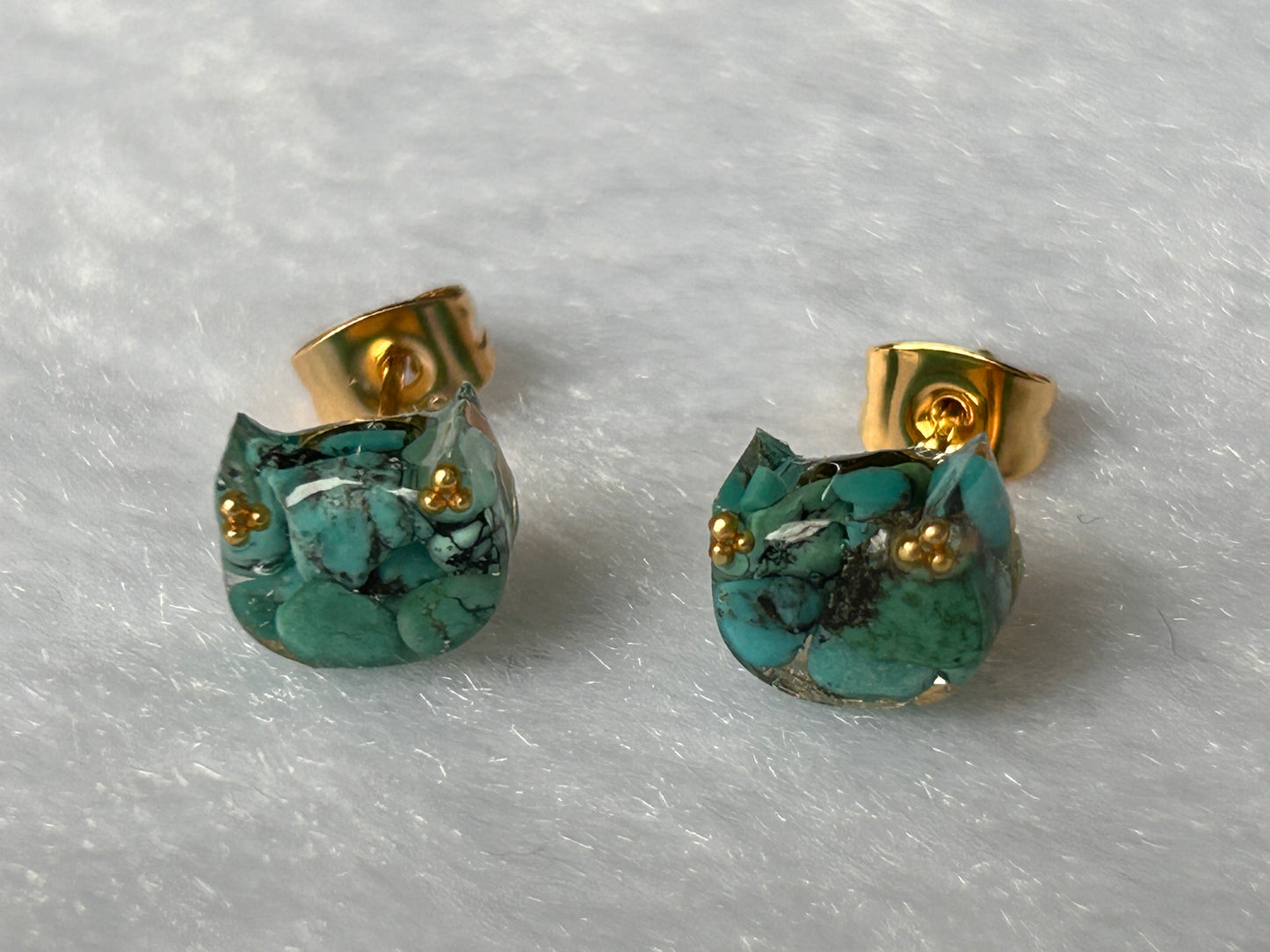 Boucles d'oreilles chat "Turquoise"