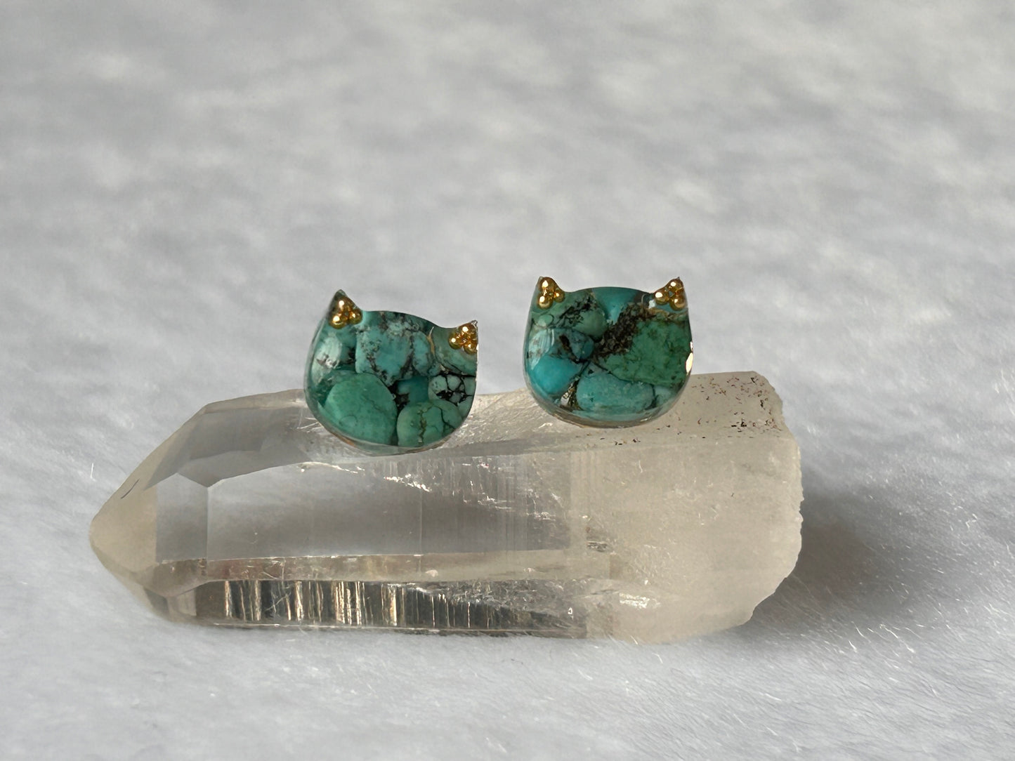 Boucles d'oreilles chat "Turquoise"