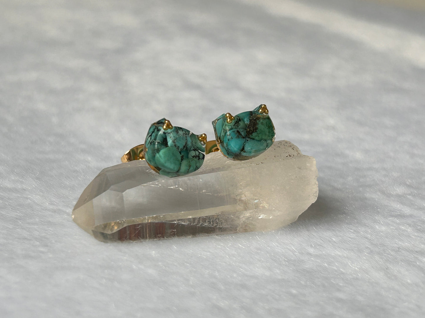 Boucles d'oreilles chat "Turquoise"