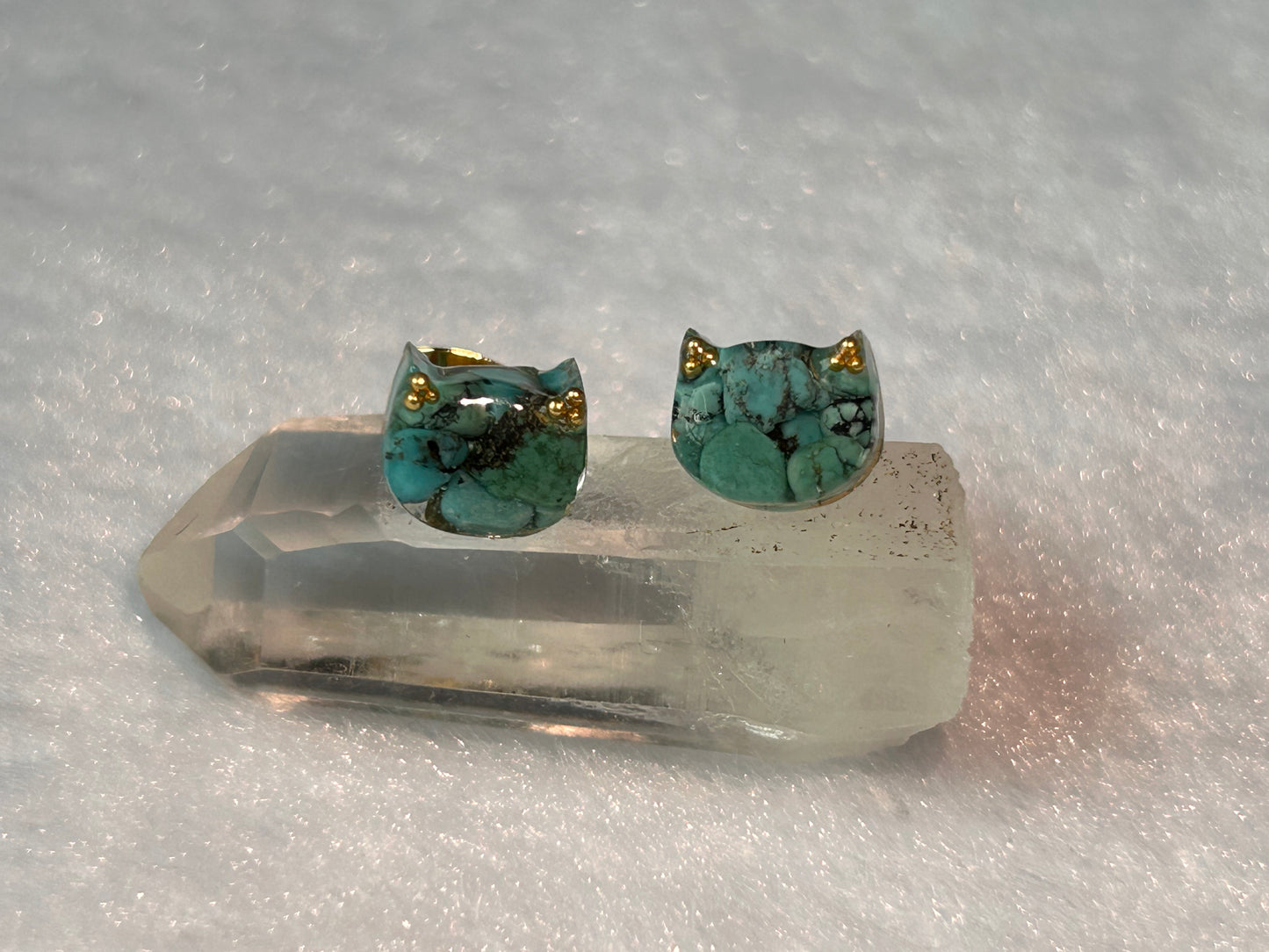 Boucles d'oreilles chat "Turquoise"