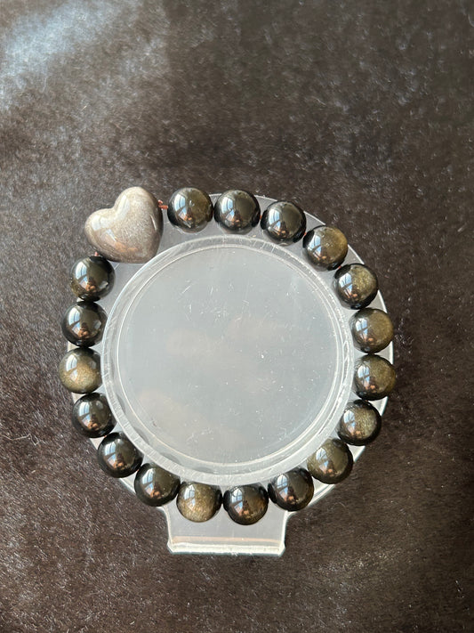 Heart Obsidian grade[AAAAA] with Heart bracelet, 9mm