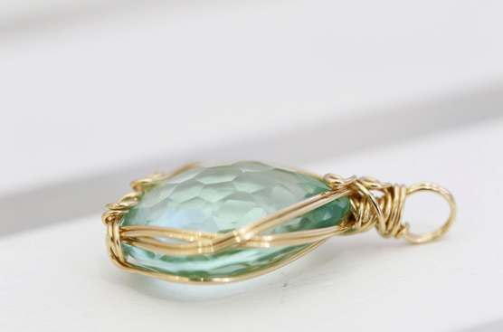 Sierra Nevada Andara Crystal "Eternal Mint" pendant, K14 Gold