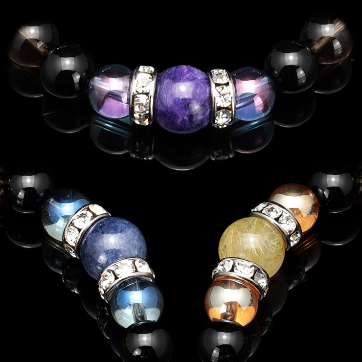 Aura & Charoite & Sapphire & Rutile Quartz bracelet, 10mm