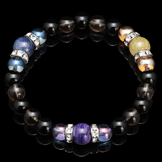 Aura & Charoite & Sapphire & Rutile Quartz bracelet, 10mm