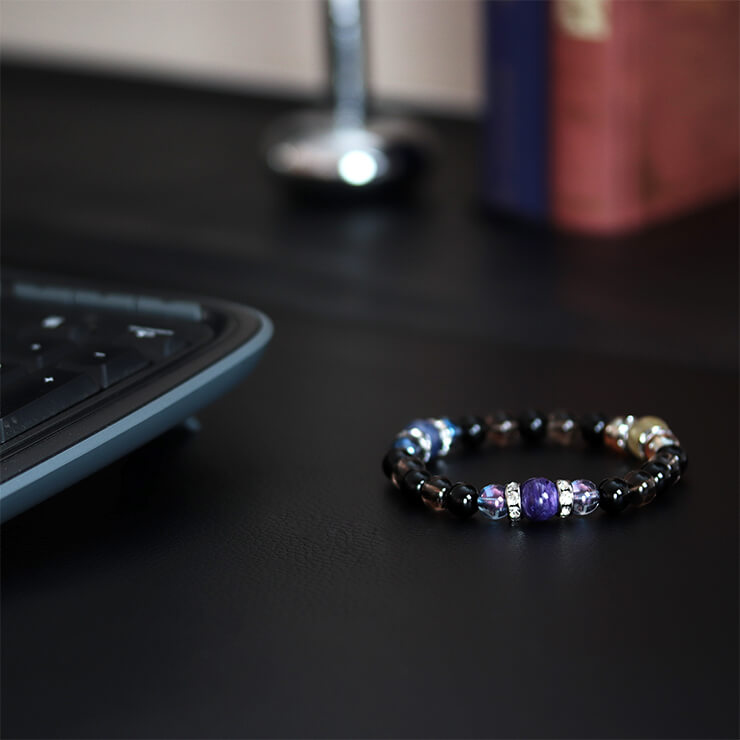 Aura & Charoite & Sapphire & Rutile Quartz bracelet, 10mm
