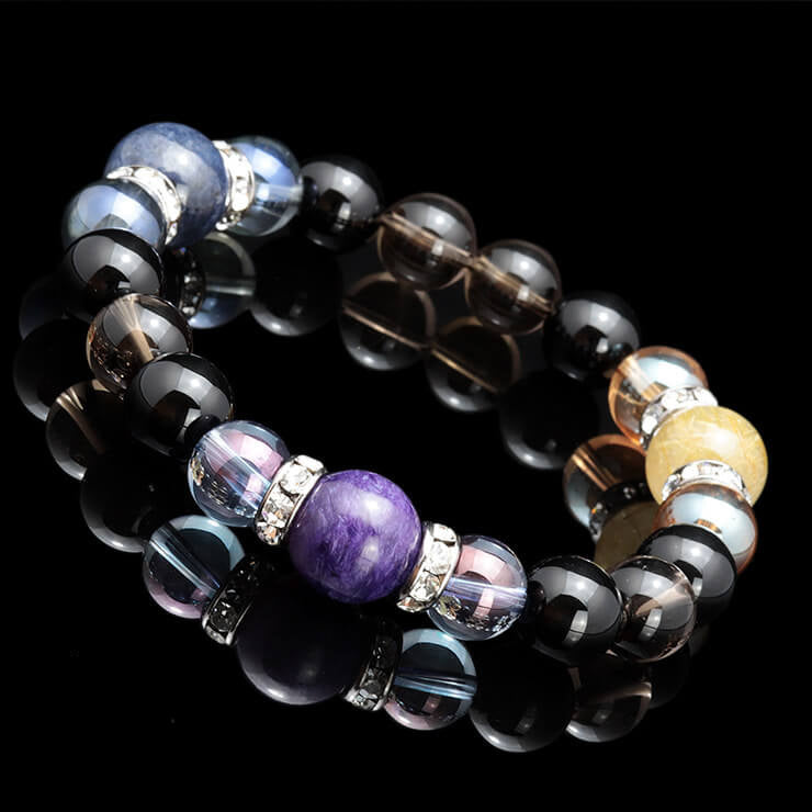 Aura & Charoite & Sapphire & Rutile Quartz bracelet, 12mm