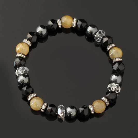 Black Spinel & Gold Rutile Quartz bracelet